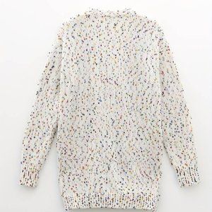 Womens small long confetti cream cardigan